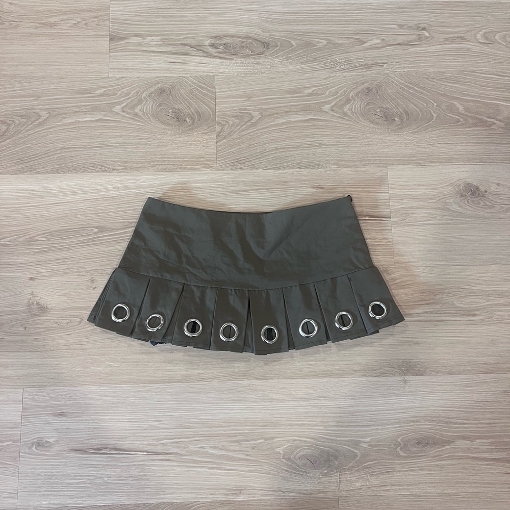 y2k army green miniskirt